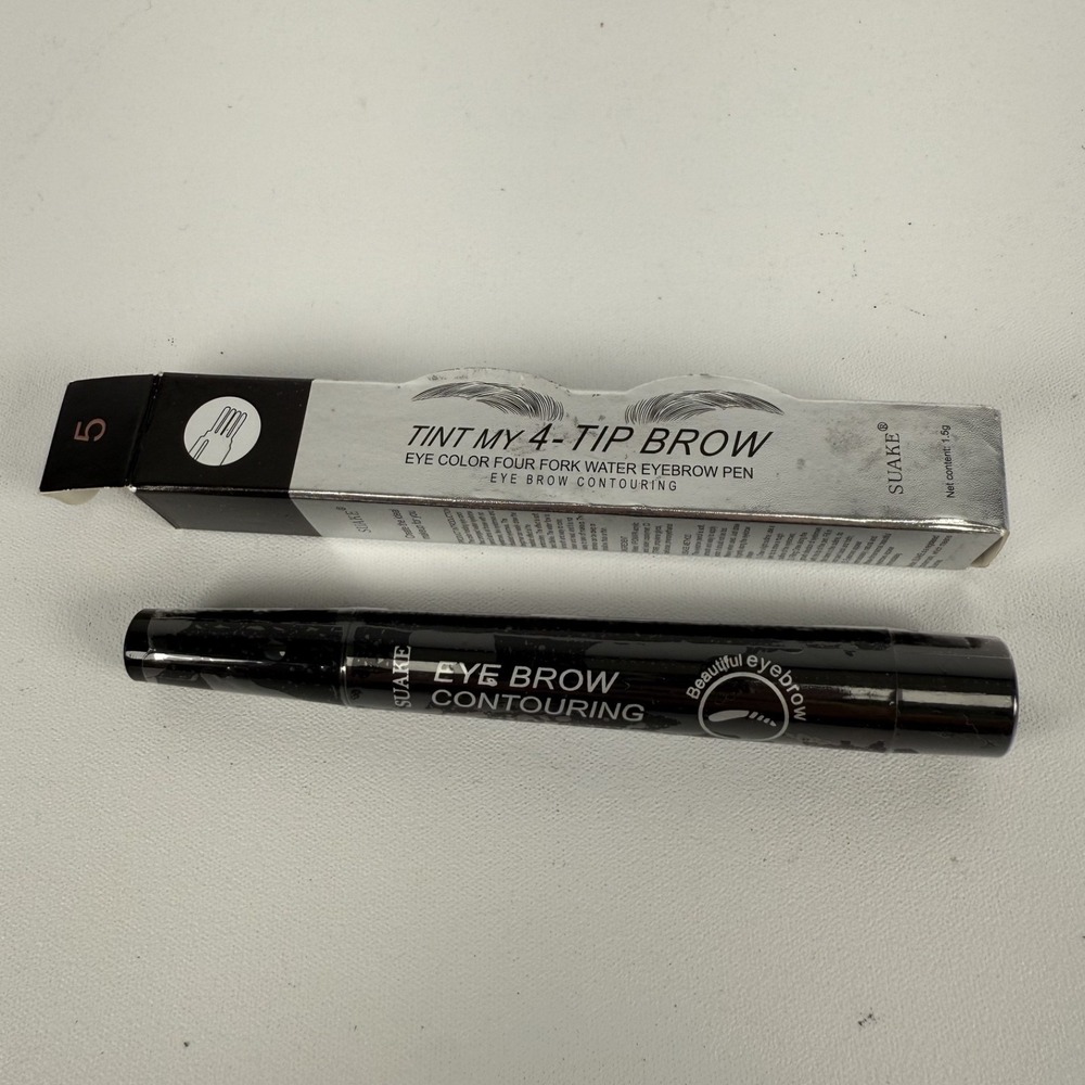 SUAKE Microblading Eyebrow Pen Waterproof Fork Tip TINT MY 4-TIP BROW #5 BLK